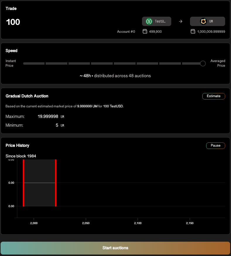 Gradual Dutch Auction interface